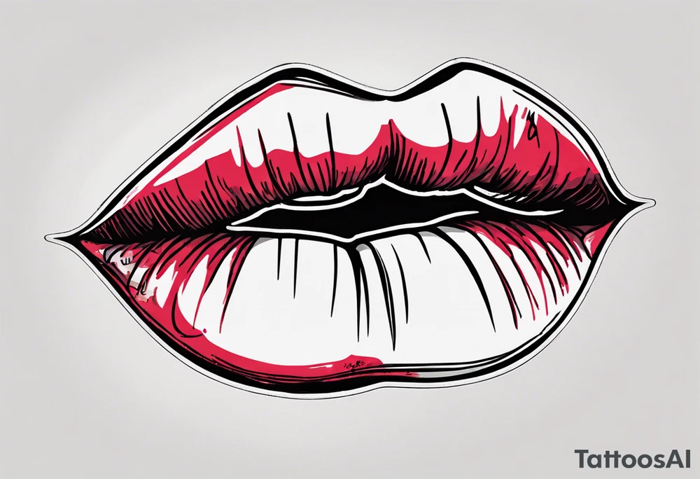 A lip print with "Kiss my a$$" written inside it tattoo idea