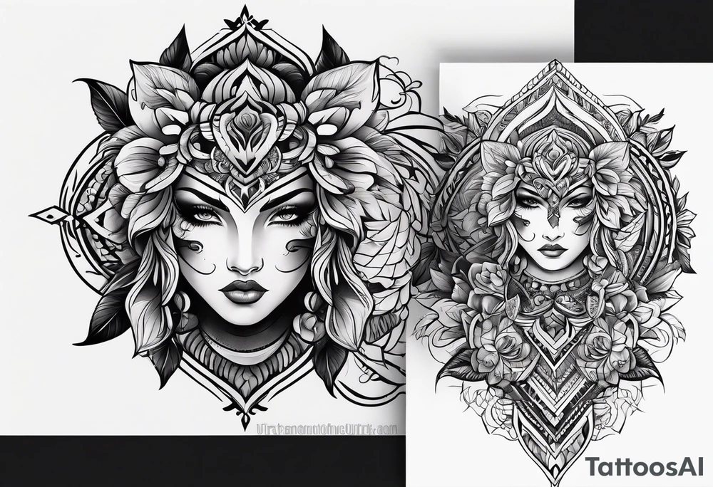 A thigh tattoo, symbol of strength and motherhood. tattoo idea