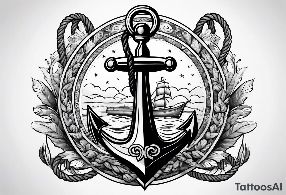 anchor with rope wrapped around tattoo idea