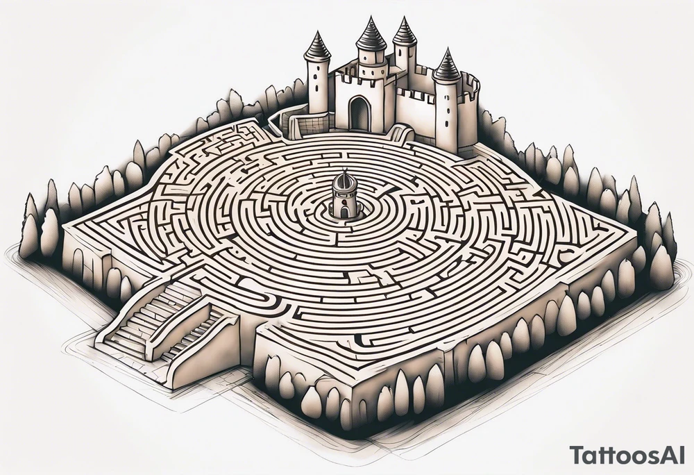Labyrinth Maze with castle tattoo idea
