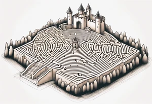 Labyrinth Maze with castle tattoo idea