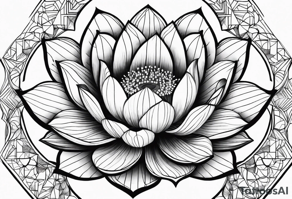Lotus flower with geometric shapes tattoo idea