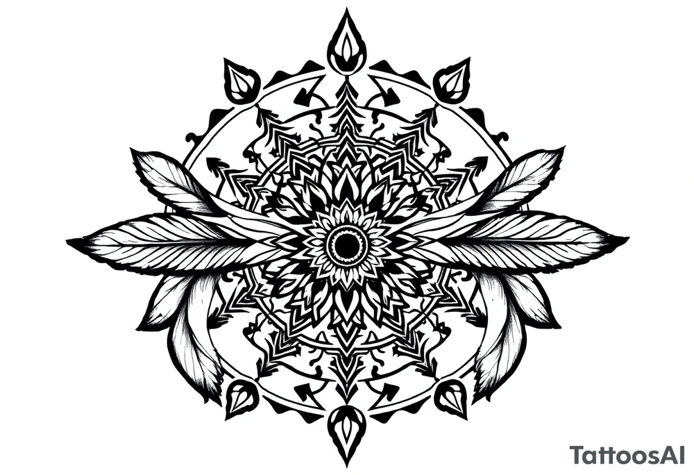spiritual feathers indian mandala shaman rune tattoo idea