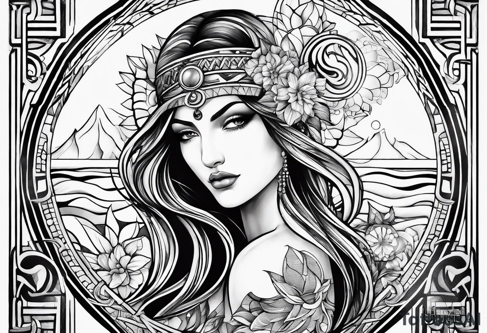 Aquarius with the Fibonacci sequence and sacred geometry tattoo idea