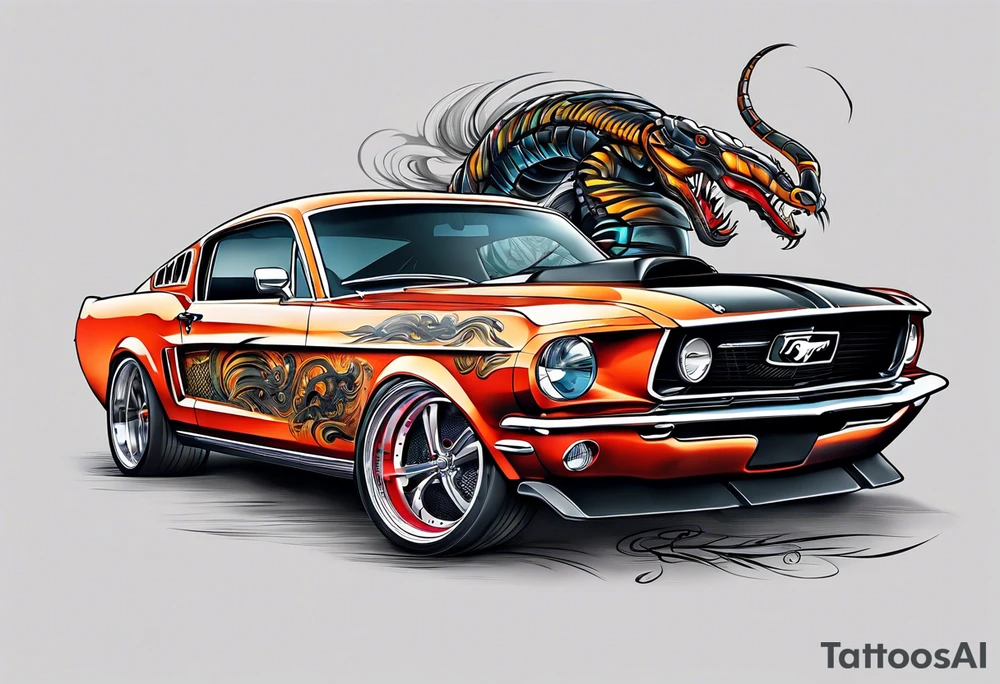 eyeball scorpion ford mustang burnout tattoo idea