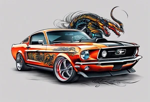 eyeball scorpion ford mustang burnout tattoo idea