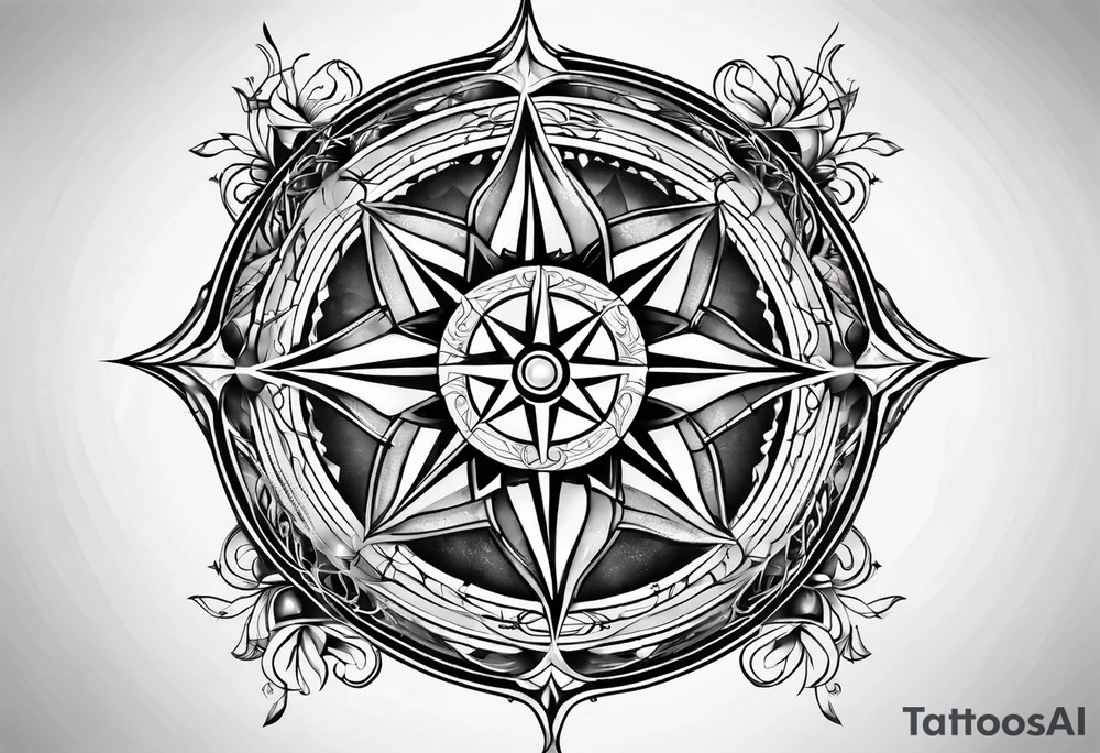 Bisexual compass rose tattoo idea