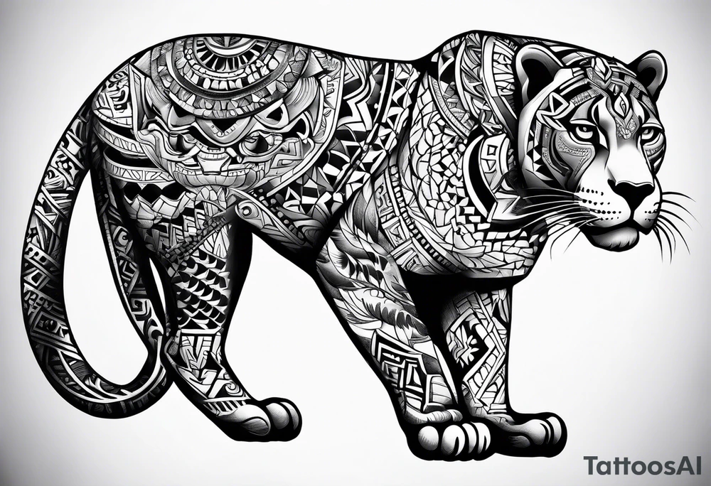 aztec black jaguar sitting tattoo idea