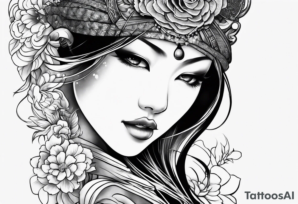 Japanese leg sleeve tattoo idea