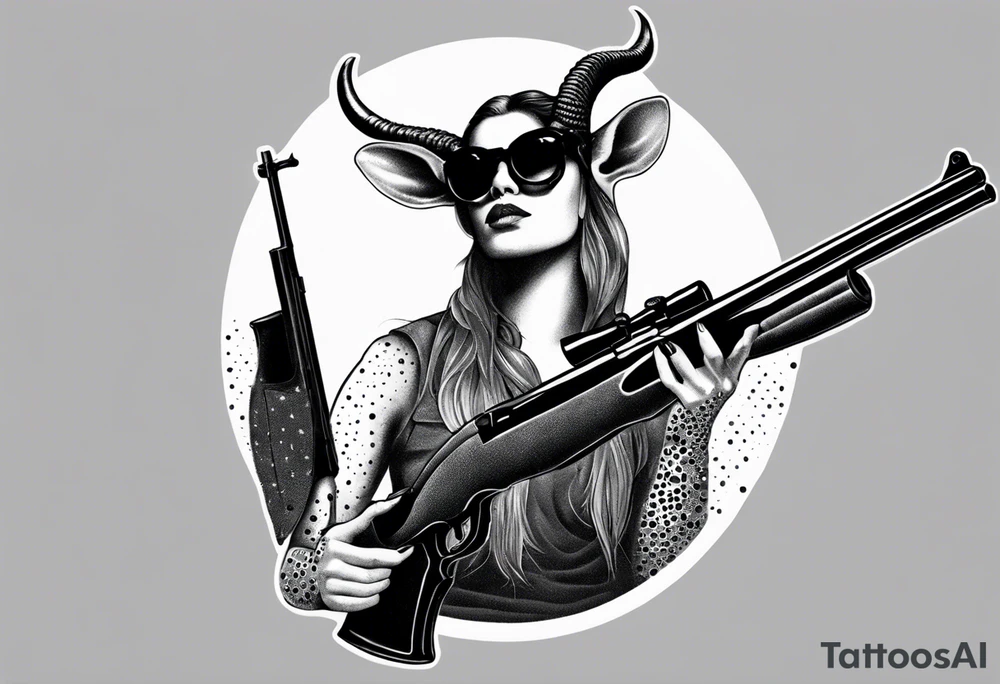 capricorn with sunglasses and shotgun tattoo idea
