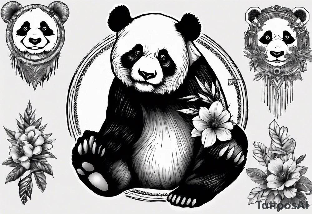 Panda with background tattoo idea