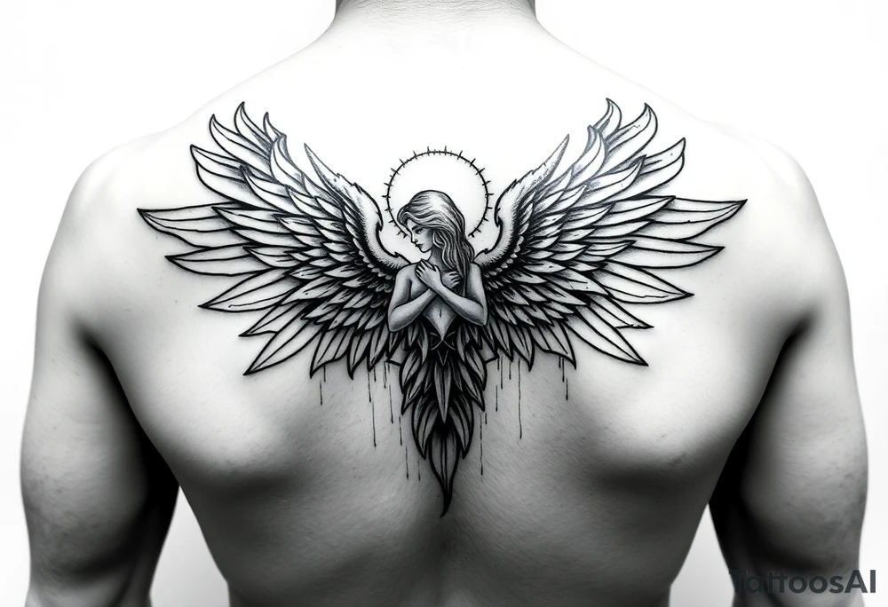 guardian angel women tattoo idea