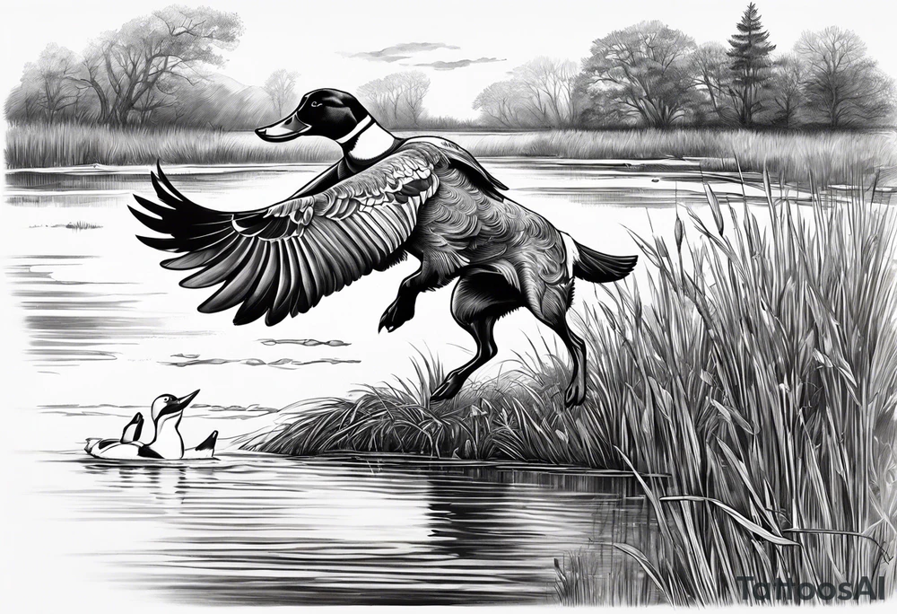 bird dog retrieving duck from marsh in its mouth tattoo idea bird dog retrieving duck from marsh in its mouth tattoo idea