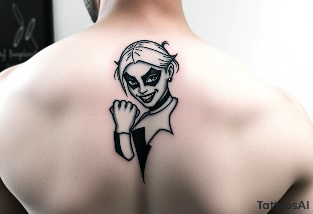 Property of Jray tag, Harley Quinn style, dark tattoo idea