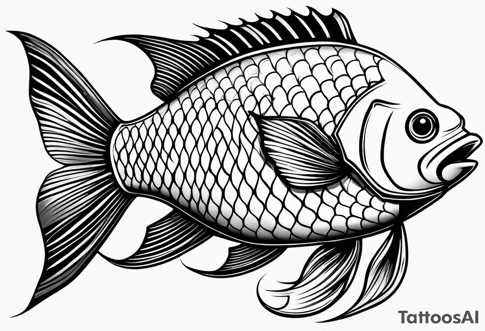 Fish with water waves simple tattoo idea