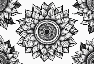 sunflower with leaves mandala tattoo idea