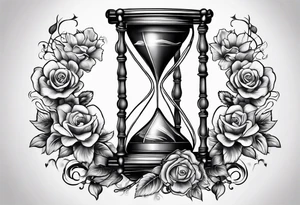 Hour glass and flowers tattoo idea