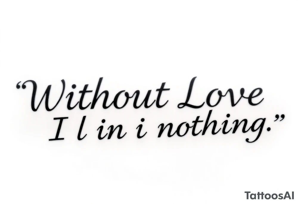 “Without Love, I am nothing.” In one line tattoo idea