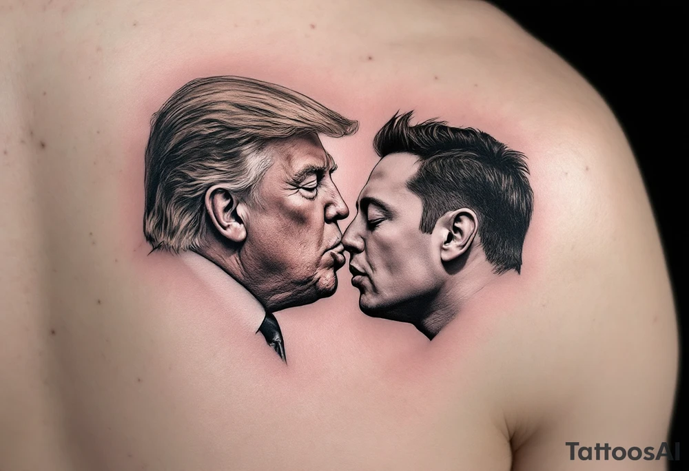 Donald Trump kissing Elon Musk tattoo idea