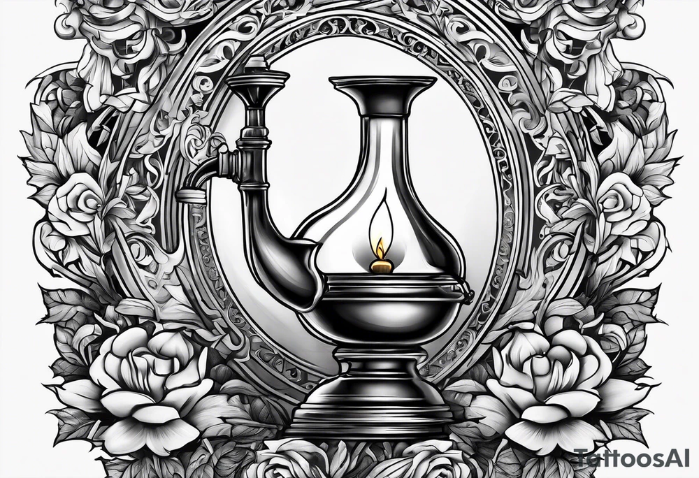 Oil lamp with grave tattoo idea