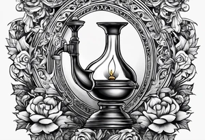 Oil lamp with grave tattoo idea
