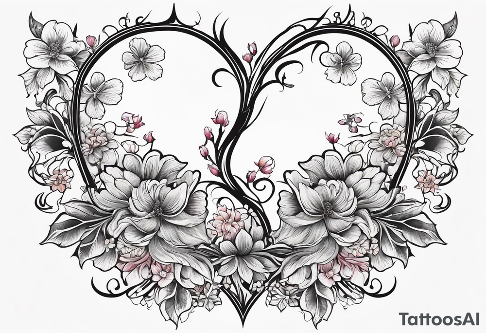 Ornament of flowers forming a the shape of a lung tattoo idea