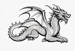 Fine like dragon wrapping around the back of knee not that scary and not going all the way around the knee not very detailed tattoo idea