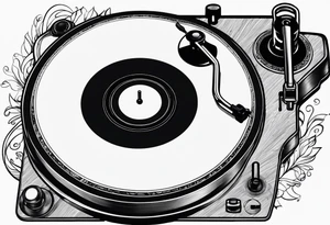 Recordplayer minimalistic fineline drawed in 2D tattoo idea