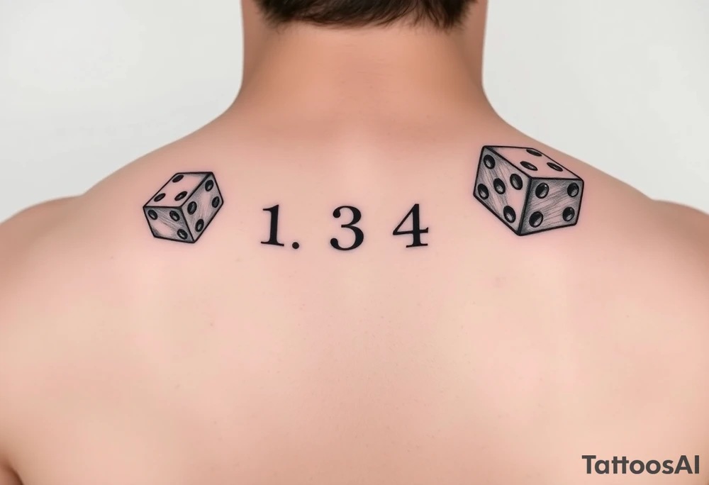 2 dices with numbers 1,3,4 showing tattoo idea