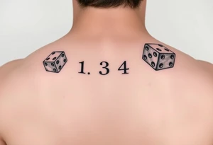 2 dices with numbers 1,3,4 showing tattoo idea