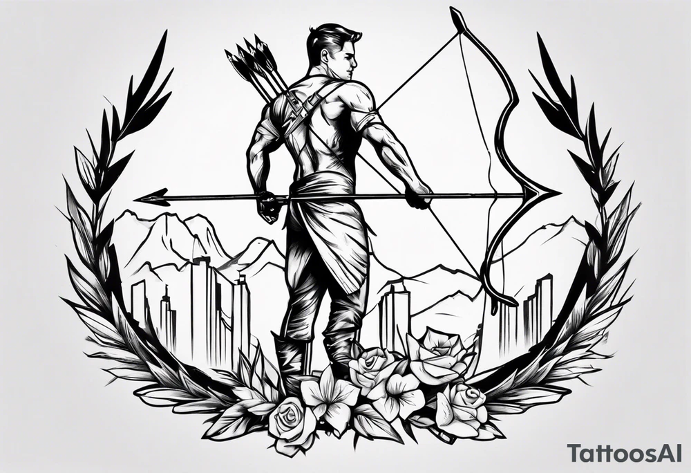 Archer drawing arrow back tattoo idea