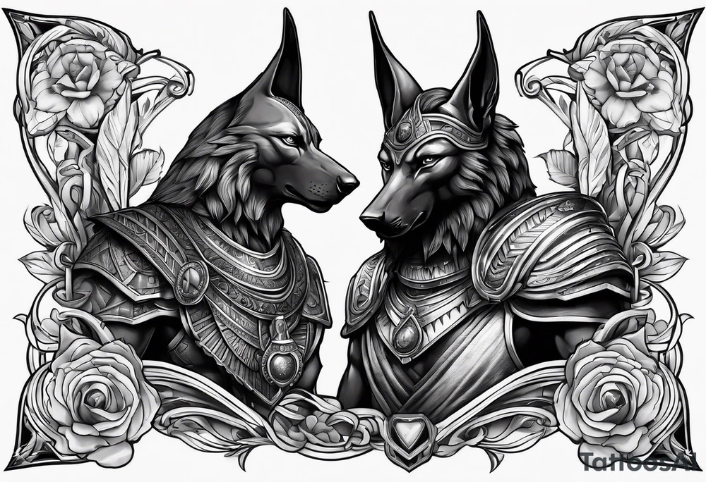 Batalla Anubis and ra tattoo idea