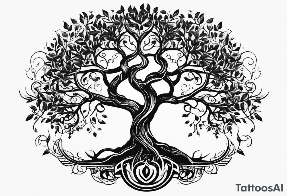 tree of life spiritual branches are sanskrit tattoo idea