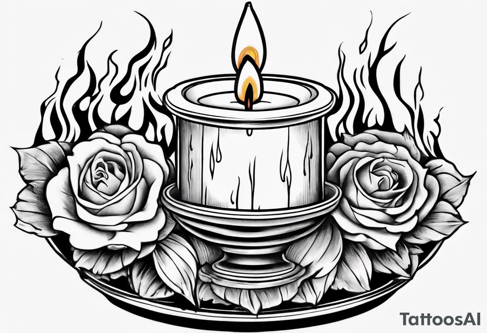 Burning candle in dish tattoo idea
