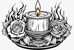 Burning candle in dish tattoo idea