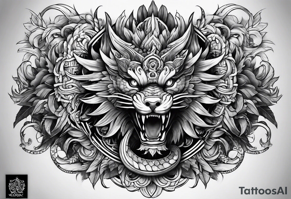 quetzalcoatl sleeve tattoo idea