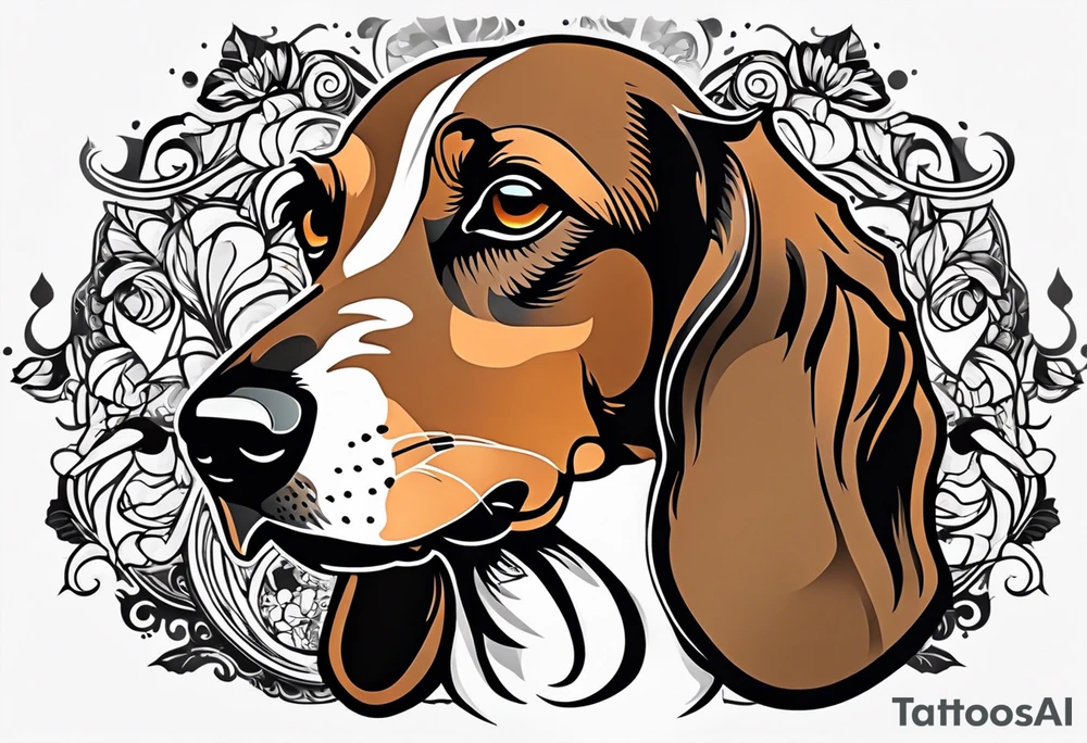 Black, brown and white dashchund tattoo idea