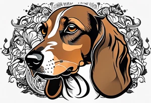 Black, brown and white dashchund tattoo idea