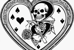 Skeleton stabbing ace of hearts tattoo idea