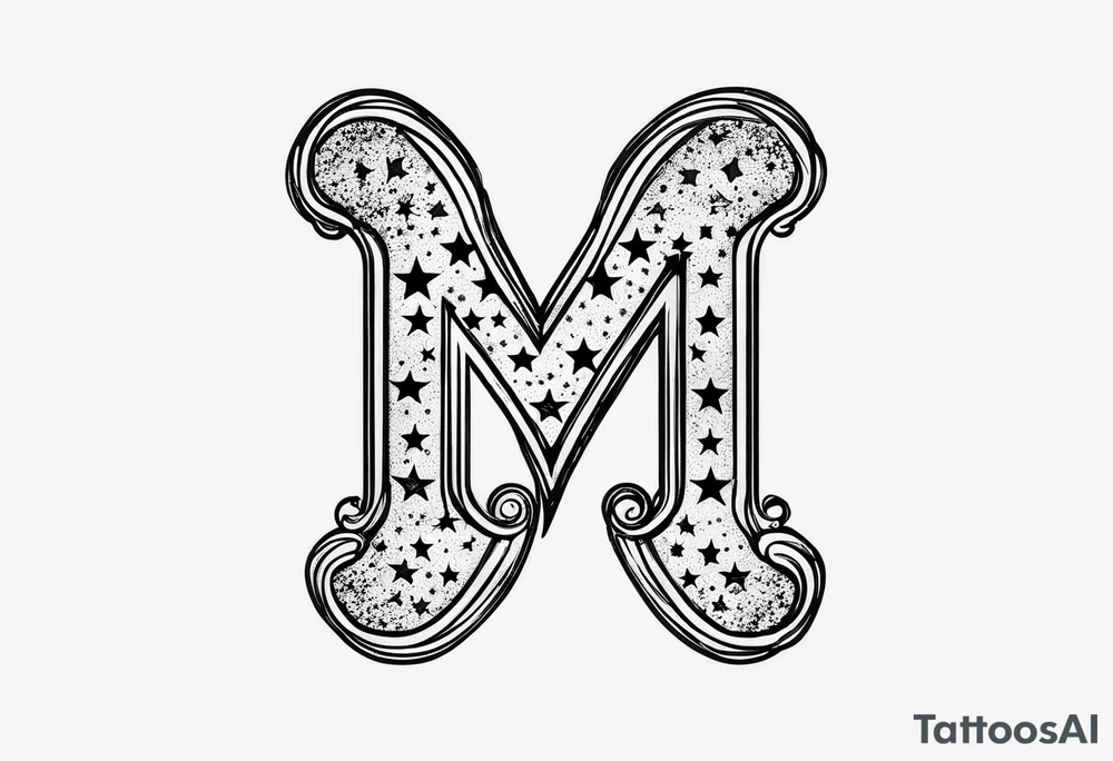 two stars with small stars shaped like the letter J tattoo idea