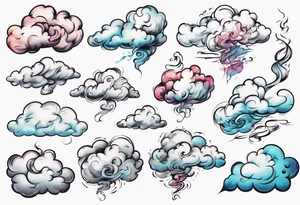 feminine cloud blowing smoke tattoo idea