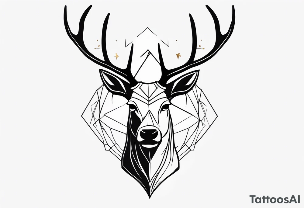 back tattoo of a front view reindeer with half the face as a skull tattoo idea