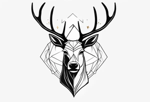 back tattoo of a front view reindeer with half the face as a skull tattoo idea