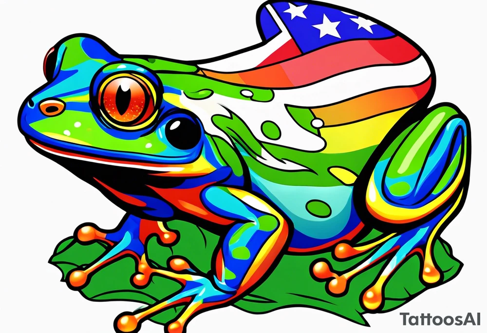 cute frog pride flag tattoo idea