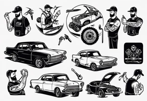 mechanic fixing a car tattoo idea