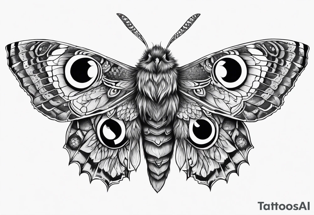 Dead head moth with owl eyes tattoo idea