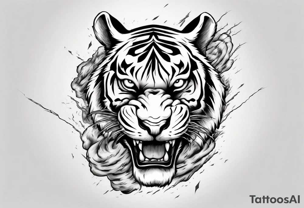 A tiger surrounded by lightning for a forearm sleeve. Also leaving room for a symbol to be below the tiger tattoo idea
