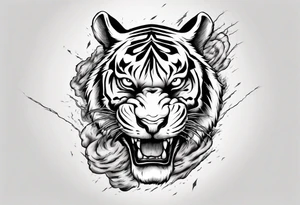 A tiger surrounded by lightning for a forearm sleeve. Also leaving room for a symbol to be below the tiger tattoo idea