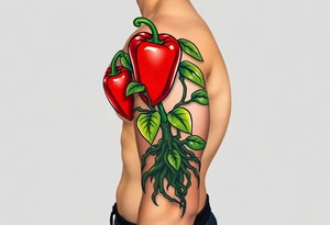 Pepper plant with roots tattoo idea