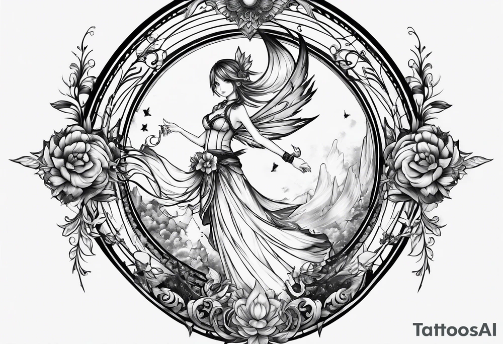 A fairy with a tail inspired by the logo of the show called Fairy Tail tattoo idea